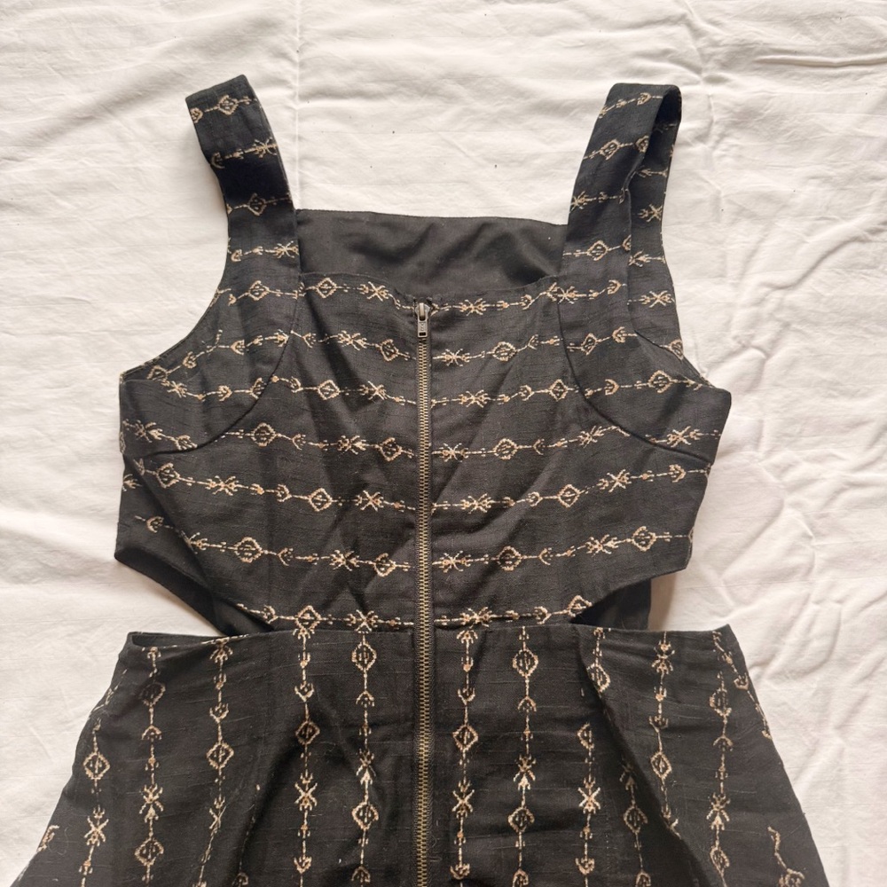 UO Black Printed Dress with Cutouts - Picture 4 of 4